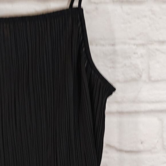 MA Madewell Black Square Neck Stretch Plissé Pleated Crop Cami Tank Top NWT M - Picture 8 of 12